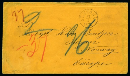 Stamp of Danish West Indies » Pre-Philately and Stampless Covers 1873 Envelope to Bergen/Norway sent via NORDDEUTSCHER