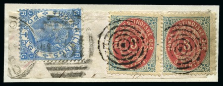 Stamp of Danish West Indies » Stamp Issues 1873-90 3c Blue/carmine, two singles tied by target