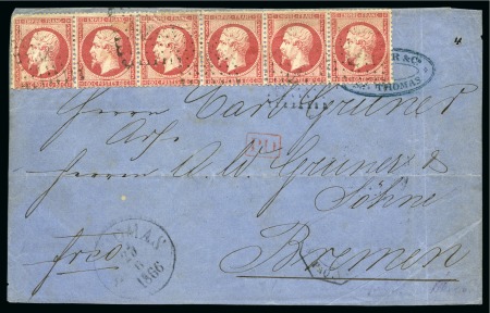Stamp of Danish West Indies » French Post HIGHEST RECORDED FRANKING BY FRENCH MAIL1866 Front