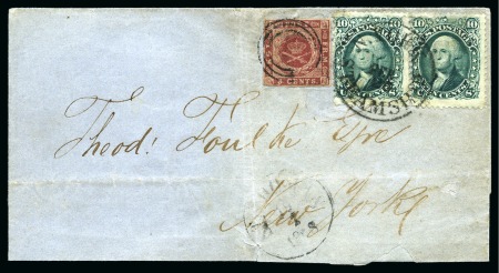 Stamp of Danish West Indies » United States Post USA / DANISH WEST INDIES MIXED FRANKING1868 Folded