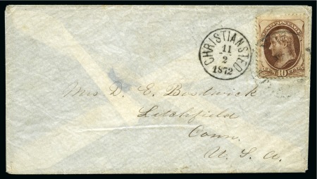 Stamp of Danish West Indies » United States Post 1872 Folded cover to Litchfield/CN, USA bearing CHRISTENSTAD