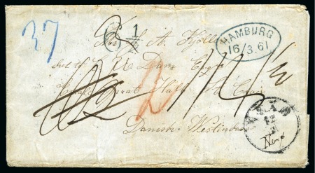 Stamp of Danish West Indies » Incoming Mail BORNHOLM: 1861 Folded cover from Nexø (12 March) to