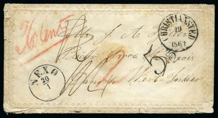 Stamp of Danish West Indies » Incoming Mail BORNHOLM: 1863 Beautiful embossed envelope from Nexø
