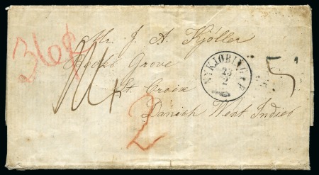 Stamp of Danish West Indies » Incoming Mail DENMARK 1863 Folded cover from Nykjöbing to St-Croix,