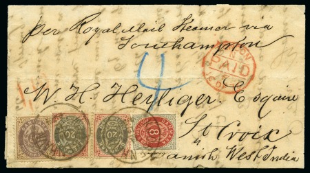 Stamp of Danish West Indies » Incoming Mail DENMARK: 1876 Folded cover from Copenhagen to St.Croix,