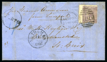 Stamp of Danish West Indies » Incoming Mail GREAT BRITAIN: 1866 Folded cover from Liverpool to