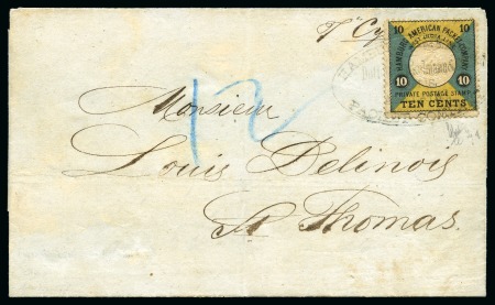 Stamp of Danish West Indies » Ship Mail German Marine Ship Post HAPAG 10c Black, blue-green