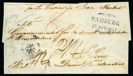 Stamp of Danish West Indies » Incoming Mail 1857 (12 Apr.) OFFICIAL MAIL, Folded cover from Copenhagen