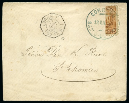 Stamp of Danish West Indies » Incoming Mail DOMINICAN REPUBLIC: 1888 Envelope franked by 1885-91
