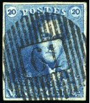 Stamp of Belgium » Belgique. 1849 Epaulettes - Émission Oblitérations de distributions (18 barres verticales)
