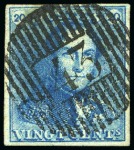 Stamp of Belgium » Belgique. 1849 Epaulettes - Émission Oblitérations de distributions (18 barres verticales)