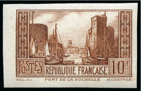 Stamp of France 1929-31 10F La Rochelle, Type I chaudron clair NON