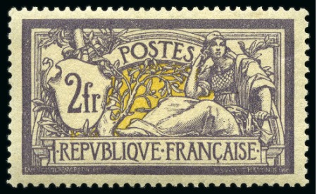 Stamp of France 1900 Merson 2F violet et jaune, très bien centré, neuf sans ch., TB,