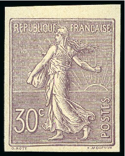 Stamp of France 1903 Semeuse lignée 15c vert-gris, 20c brun-lilas,