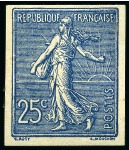 Stamp of France 1903 Semeuse lignée 15c vert-gris, 20c brun-lilas,