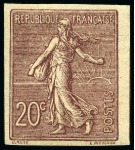 Stamp of France 1903 Semeuse lignée 15c vert-gris, 20c brun-lilas,