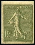 Stamp of France 1903 Semeuse lignée 15c vert-gris, 20c brun-lilas,