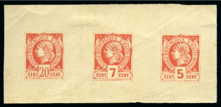 Stamp of Haiti 1881 Two die proofs, respectively with 1c, 2c and 3c