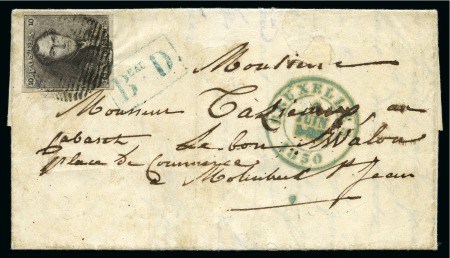 Stamp of Belgium » Belgique. 1849 Epaulettes - Émission N 1, 10 cent. brun très bien margé annulé P24 sur