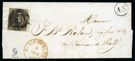 Stamp of Belgium » Belgique. 1849 Epaulettes - Émission N 1, 10 cent. brun très bien  margé bord de feuille