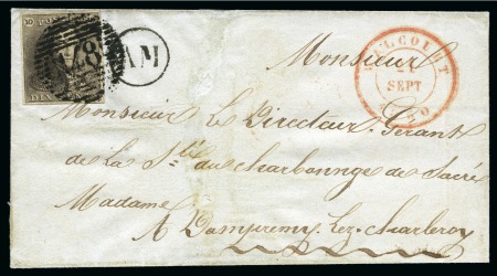 Stamp of Belgium » Belgique. 1849 Epaulettes - Émission N 1, 10 cent. brun très bien  margé  annulé P148