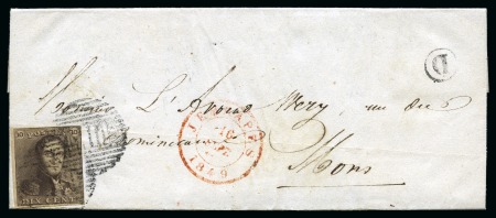 Stamp of Belgium » Belgique. 1849 Epaulettes - Émission N 1, 10 cent. brun  margé annulé P48 sur lettre datée