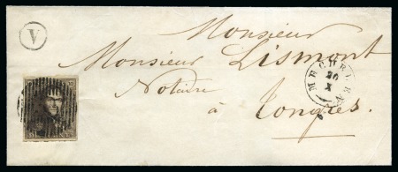 Stamp of Belgium » Belgique. 1849 Epaulettes - Émission N 1, 10 cent. brun très bien margé annulé D35 sur