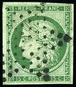 Stamp of France » Collections 1849-1876, Petite sélection de bonnes valeurs dont Yv. 2b signé JF.Brun, 