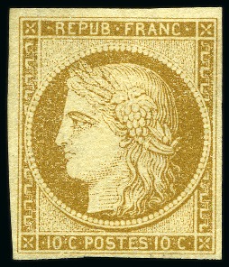 Stamp of France 1849 10c bistre-jaune et 10c bistre-brun, neuf sans