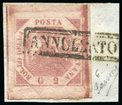 Stamp of Italian States » Naples 1858 2gr Light Rose, plate II, spectacular stamp with