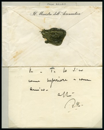 Stamp of Italy 1930s BALBO correspondence, with six handwritten and signed letters and telegram forms