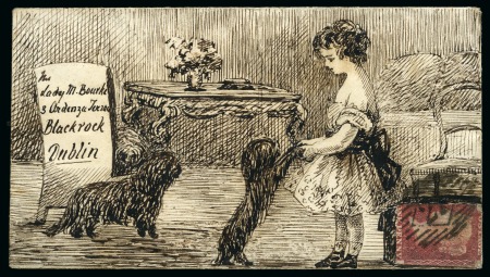 Stamp of Great Britain » Hand Illustrated and Printed Envelopes 1858 Exquisitely drawn pen & ink design, addressed