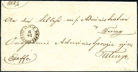 Stamp of Romania » Austrian Levant Post Offices FOKSCHAN: 1855 Official folded cover to Tekutsch b