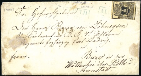 Stamp of Romania » Austrian Levant Post Offices BAKEU: 1855 Incoming mail from Hannover franked by