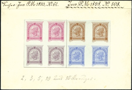 Stamp of Austria 1904 Proofs: Selection of proofs with value tablet