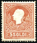 Stamp of Italian States » Lombardy Venetia 1859 2s yellow, 3s green and 5s rose, type II, min