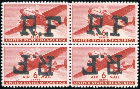 Stamp of France 1944-45 Surcharge "RF" sur 6c USA avec surcharge r