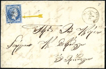 Stamp of Greece » Large Hermes Heads » 1861 Paris print 20L Prussian blue on cover from Gythion (1/12/1861