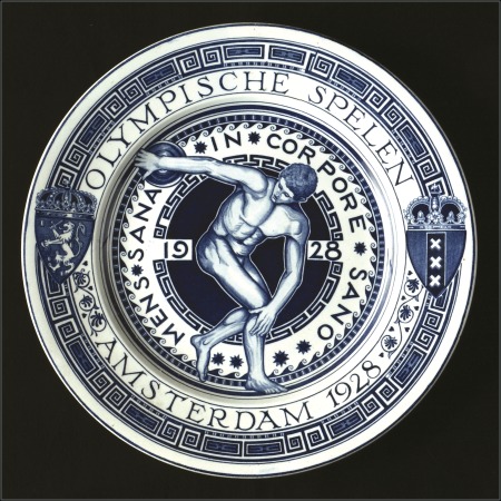 Stamp of Olympics Plate: 1928 Commemorative Blue & White Olympic Eve
