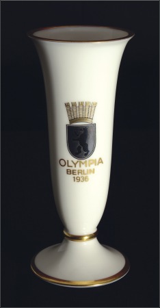 Stamp of Olympics Ceramics: 1936 Ceramic gilt edged vase (6.5 x 14.5