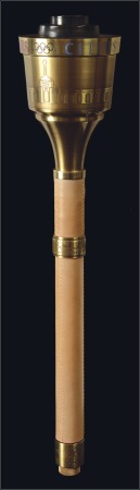 Stamp of Olympics Torches: Official Torch brass-finished with tan le