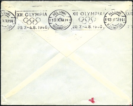 Stamp of Olympics 1939 (Sep 12) Envelope from Tornio with 1.75m fran