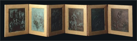 Stamp of Olympics Official presentation book set of six bronze plaqu