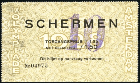 Stamp of Olympics Tickets: Day ticket for the Fencing, vertical fold