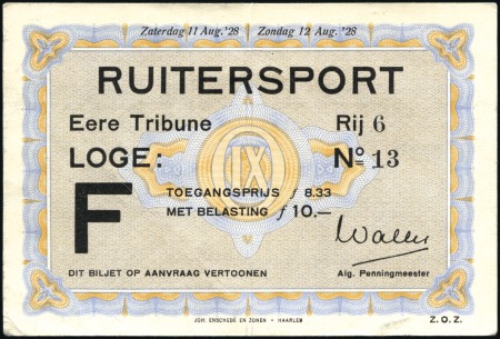 Stamp of Olympics Tickets: Season ticket for the Equestrian events i