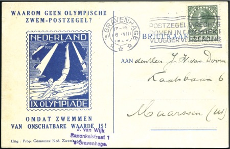 Stamp of Olympics 1928 (Aug 16) "Why No Swimming Stamp" propaganda c