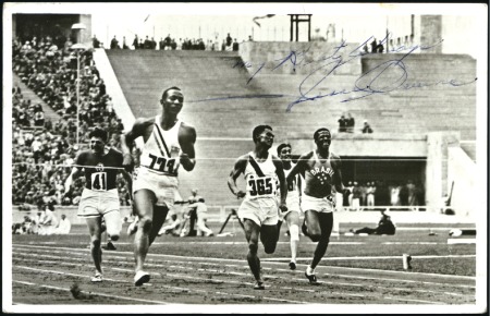 Stamp of Olympics Austographs: JESSE OWENS signed picture postcard o