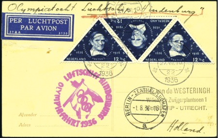 Stamp of Olympics 1936 (Jul 27) Hindenburg Olympic Flight cover from