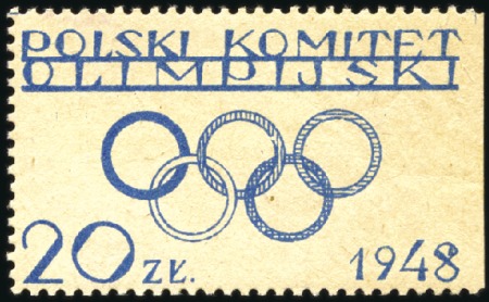 Stamp of Olympics 1948 Polish Olympic Committee 20z fund-raising lab