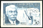 Stamp of Olympics » Pierre de Coubertin and the IOC France: 1956 30f Pierre de Coubertin imperf colour